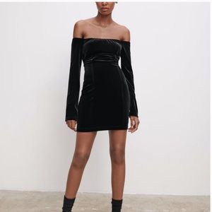 Zara Velvet Mini Black Dress